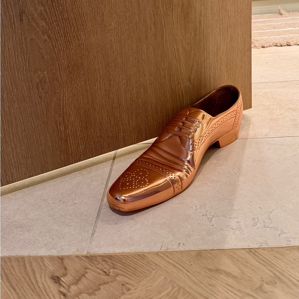 Tom Dixon Cast Shoe Doorstop Copper Eclectic Collection Designer Decor